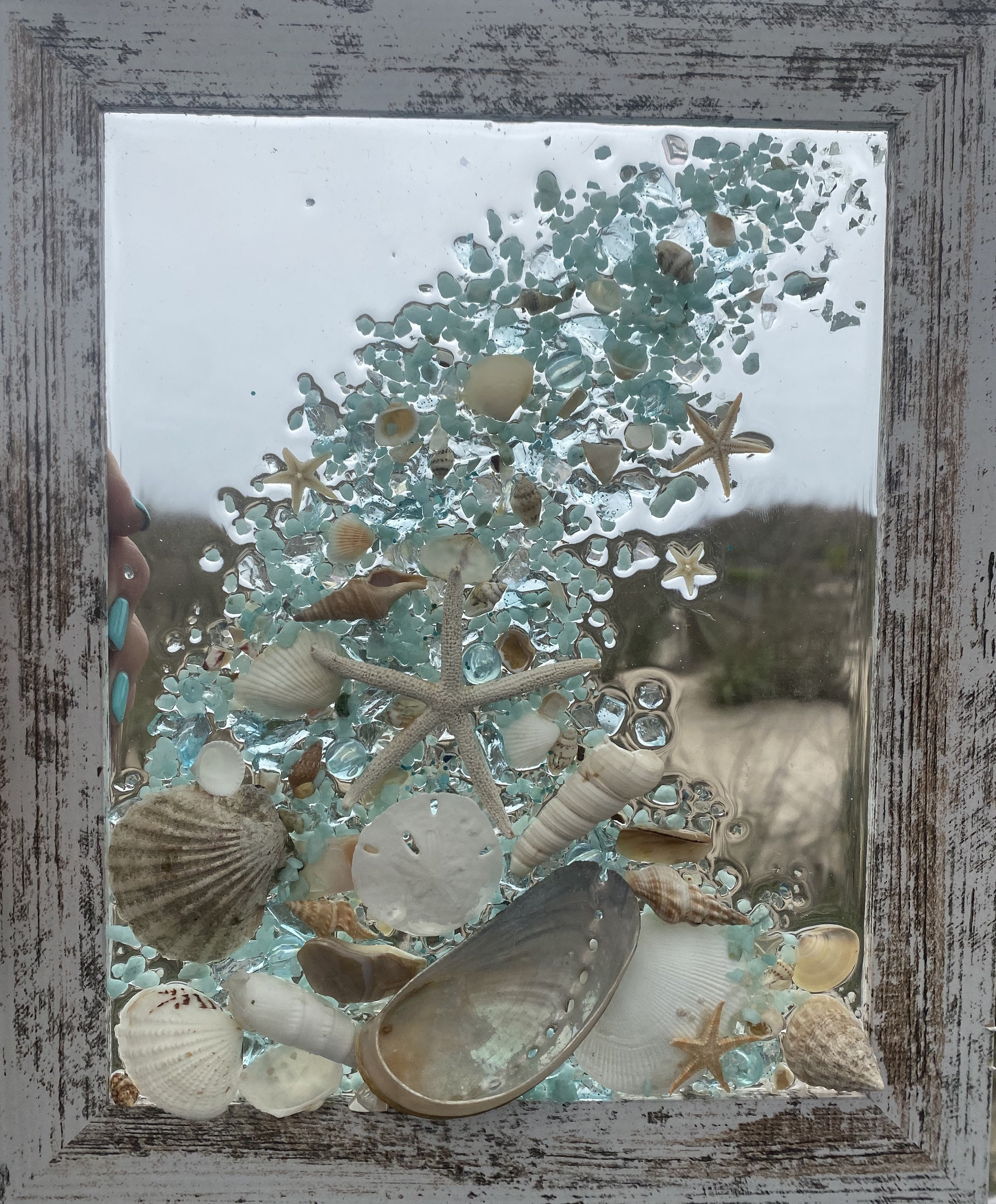 Coastal WAVE Aqua - 4X6 Framed Art W/ Resin and Crushed Glass - Etsy