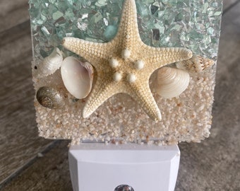 COASTAL Night Light STARFISH with seashells