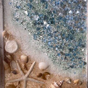 BEACH SCENE With STARFISH - 11X14 Framed Art Crushed Glass - Etsy
