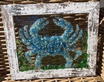 CHESAPEAKE BLUE CRAB - 11X14 Framed Art resin w/ crushed glass