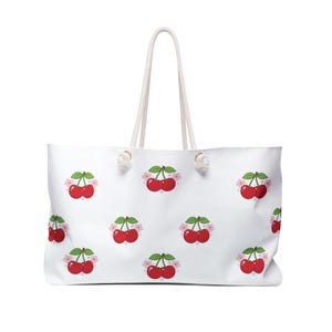 Cherry Print Weekender Bag: Travel Tote, Beach or Gym Bag
