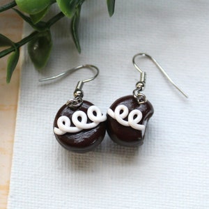 Chocolate Cupcake Polymer Clay Earrings, snack earrings, food earrings, miniature