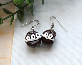 Chocolate Cupcake Earrings Handmade Polymer Clay Miniature Food Jewelry