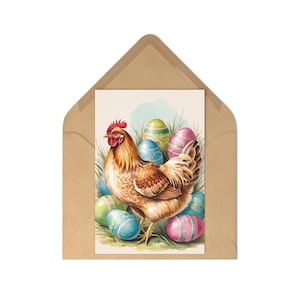 Juego de postales de Pascua de estilo vintage: tarjetas de felicitación navideñas de estilo retro, decoración de colección de primavera, ilustraciones antiguas, paquete de