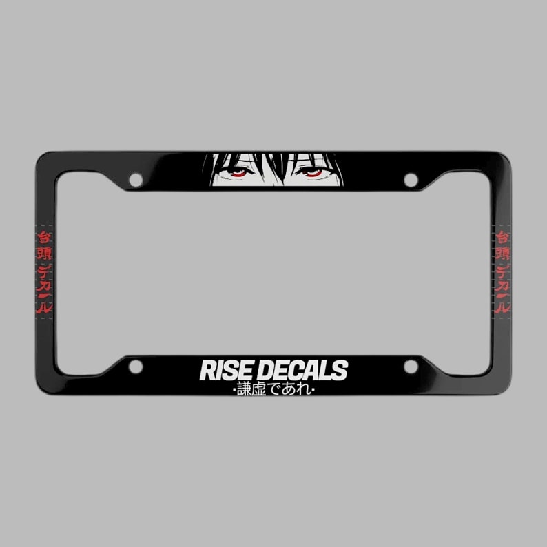 Black Rise License Plate Frame, Japanese inspired, jdm accesories, manga license plate cover 