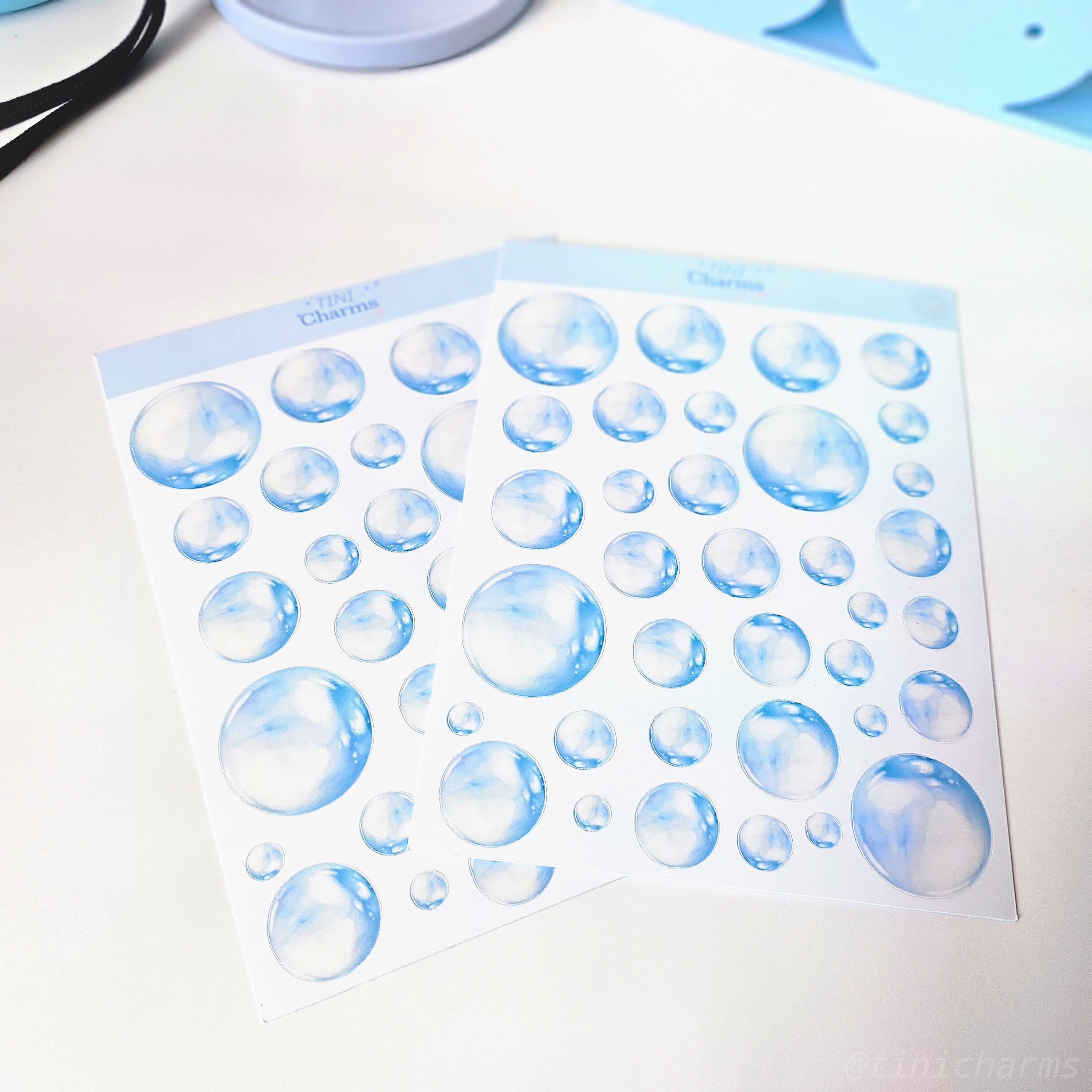 Bubble Deco Stickers: Blue Cute Sticker Sheets, Cute Bubble Stickers ...