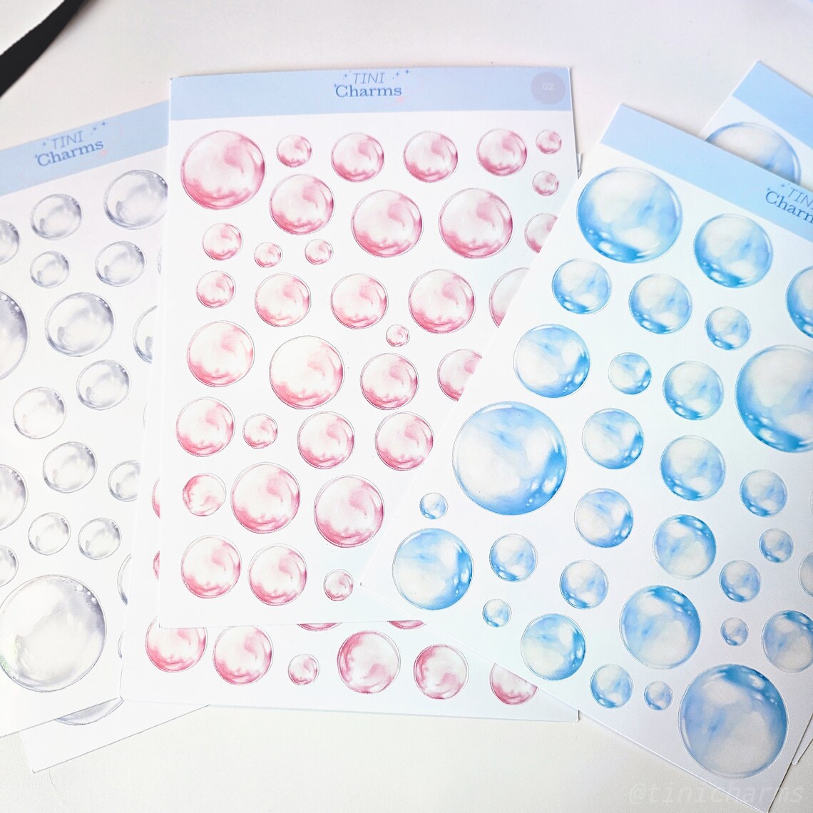 Bubble Deco Stickers: Blue Cute Sticker Sheets, Cute Bubble Stickers ...