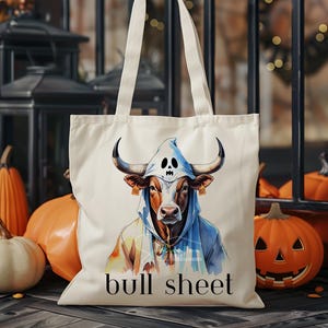 Bull Sheet Funny Halloween Cow PNG, Spooky Autumn Leaves Design, Sarcastic Ghost Costume Shirt, Farm Humor Art Bull Sheet Spooky Cow Design