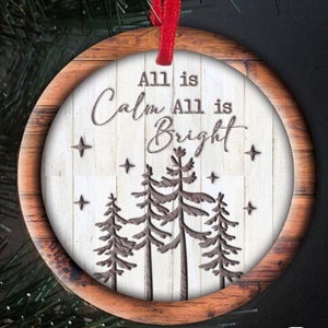 Round Christmas Ornament, Sublimation Holiday Ornament, Round PNG Ornament for Holiday Gifts 3D wood Ornament