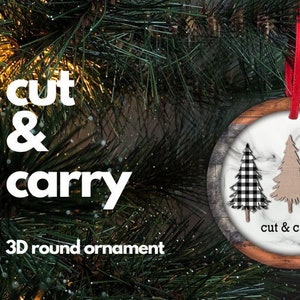 Round Christmas Ornament, Cut & Carry Sublimation Holiday Ornament, Round PNG Ornament for Holiday Gifts 3D wood Ornament