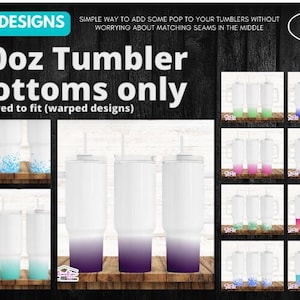 BUNDLE of 16 40oz Tumbler Wrap BOTTOMs only - PNG Digital Download 40 oz Skinny Tumbler Sublimation Set of 16