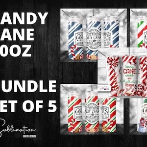 Christmas tumbler wrap - Candy Cane Set of 5 Christmas Sublimation Designs Downloads - Skinny Tumbler 20oz Design Holiday Design 5 designs