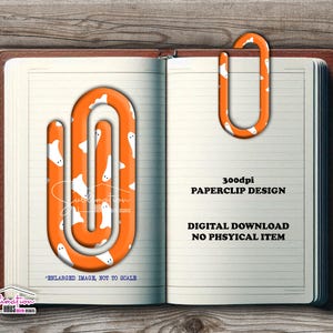 Teacher Gift Paperclip PNG, Halloween Design Paperclip Design for Sublimation, 3D Paperclip, Classroom Supplies, Fall Paperclip, Ghost