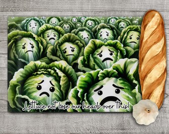 Diseño divertido de tabla de cortar lechuga: Decoración de cocina PNG (Descarga digital)