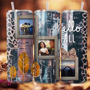 Fall Photo Frame Tumbler Design: Friends & Family Gift (Digital Download PNG 20oz Tumbler Wrap)