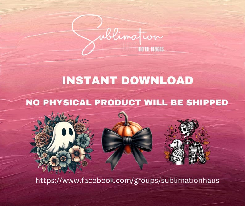 a pink background with a picture of a skeleton, a pumpkin, and a ghost