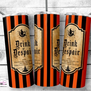 Beker voor Halloween-dranketiket: Drink of Despair 20oz mager ontwerp (digitale download)