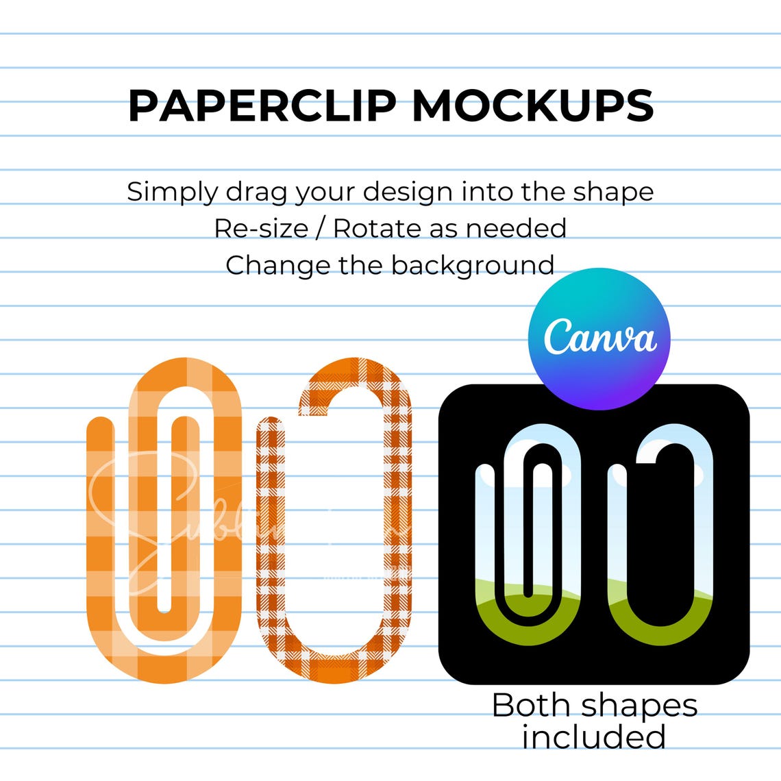 Canva Paperclip Mockup: Sublimation Design Template (PDF) - Etsy