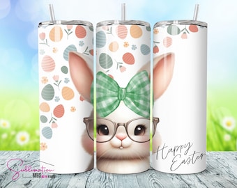 Cute Easter Bunny 20oz Tumbler Wrap - Happy Easter Design - Trendy Sublimation PNG Download Easter Bunny 20oz Tumbler Wrap - Adorable Bunny