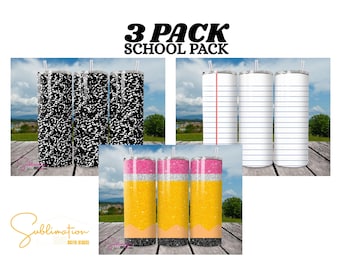 Teacher Appreciation Tumbler Wrap: School Design, 3-Pack (Digital Download)