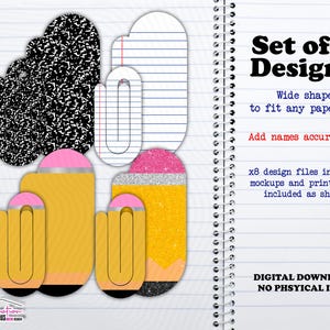 Paperclip PNG-Set 4 Paperclip PNG | Papier Schule Set, Geschenk für Lehrer, Paperclip png Paperclip Designs, Bleistift, Zusammengesetztes & Liniertes Papier
