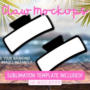 Hair Clip Mockup Template, Set of 10 - Sublimation Template included, Hair claw PNG, Hair Claw Sublimation, Hair Clip PNG, digital download