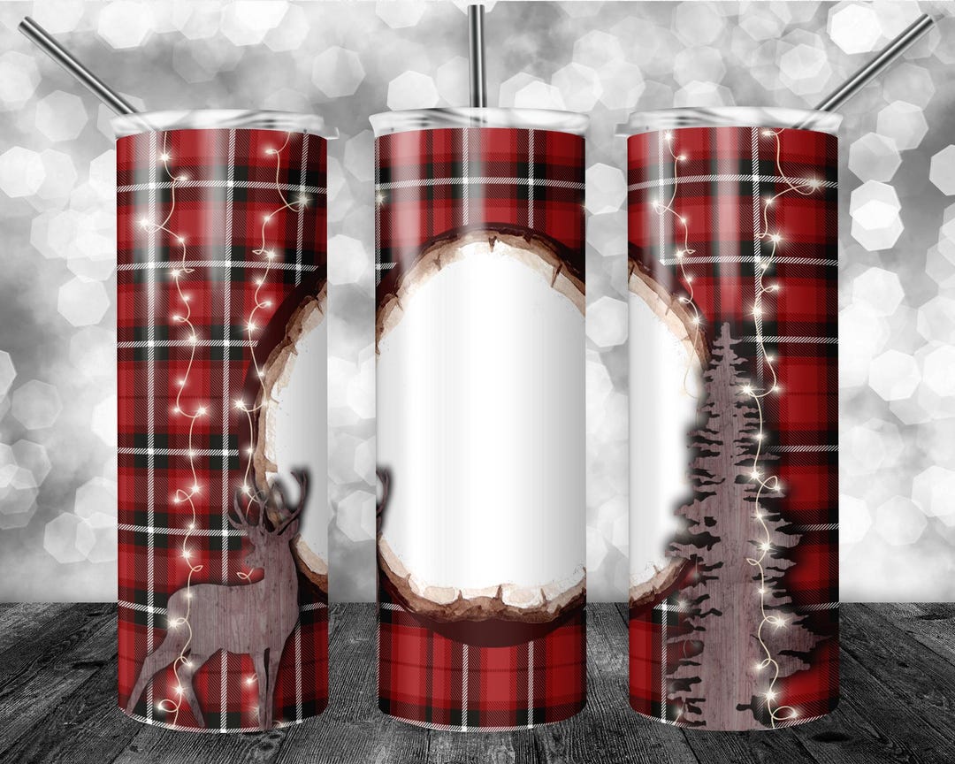 Add Your Own Photo Tumbler Wrap Christmas Deer Design Family Photo
