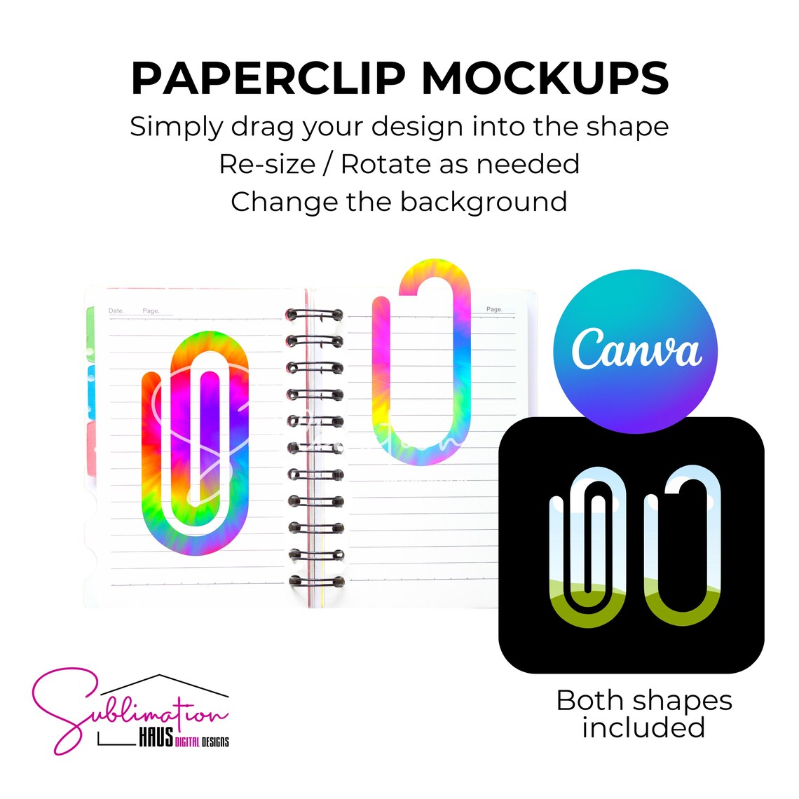 Canva Paperclip Mockup: Sublimation Design Template (PDF) - Etsy