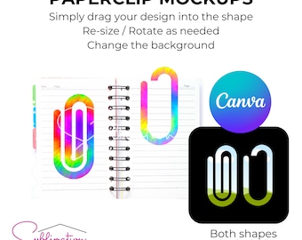 Canva Paperclip Mockup: Sublimation Design Template (PDF)