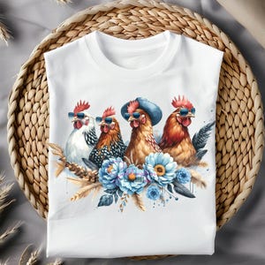 T-shirt drôle de poulet - Conception folle de poulet - Poulet mignon PNG - T-shirt drôle de poulet d'humour d'animal de ferme