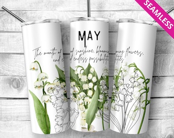 Birth Month Flower Tumbler Wrap: May Floral Design (PNG Digital Download)