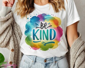 Be Kind PNG T-shirt Design: Watercolor Bee Clipart (Digital Download)
