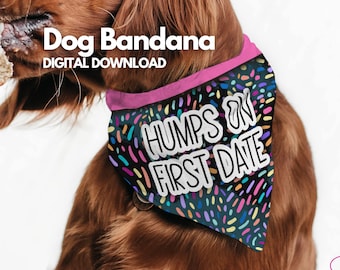 Grappige hondenbandana: bulten op sjaal voor eerste date (digitale png-download)