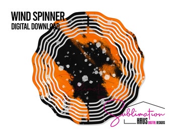 Black and Orange Wind Spinner Designs 2 sets Halloween Spinner for Sublimation Wind Spinner PNG Download - Digital Download