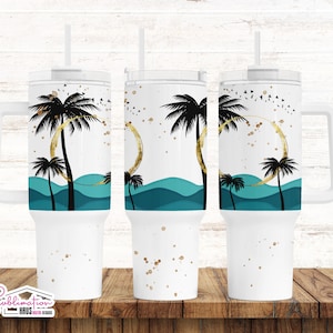 Summer Beach 40oz Tumbler Wrap Beach Watercolor 40oz Tumbler Wrap Sublimazione Download digitale Estate Design PNG senza soluzione di continuità