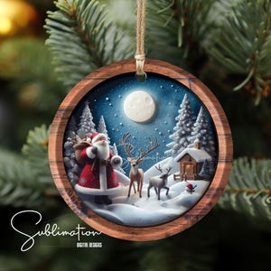 Santa Christmas Ornament PNG - Digital Download - Sublimation Design - Holiday Decor, Winter Ornament, Digital Download, Santa PNG, Ornament