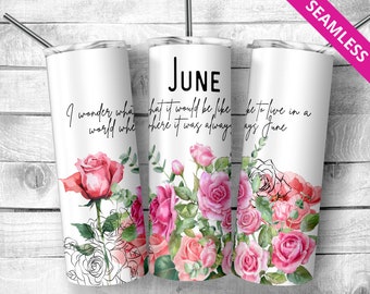 Birth Month Flower Tumbler Wrap: June Floral Design (PNG Digital Download)