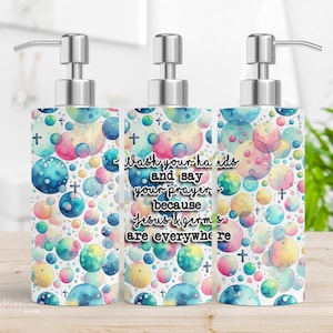 Custom Soap Dispenser Labels, Wash Your Hands, Jesus & Germs Sublimation Design, Religious Soap Wrap, Christian Dispenser, DIY Gift, Digital