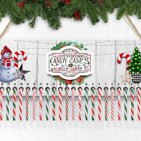 Candy Cane Countdown PNG Farmhouse Gnomes Countdown PNG, Printable Countdown Calendar Advent Calendar Countdown Blank