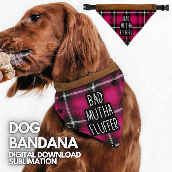 Pet Bandana Dog Scarf Sublimation Pet Scarf PNG Funny Dog Bandana Add a name Red Plaid