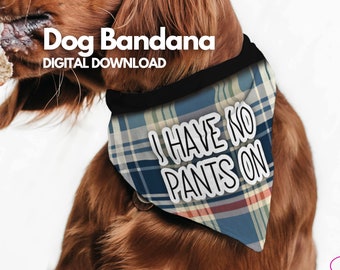Funny Dog Bandana: 'I Have No Pants On' Pet Scarf (PNG Digital Download)