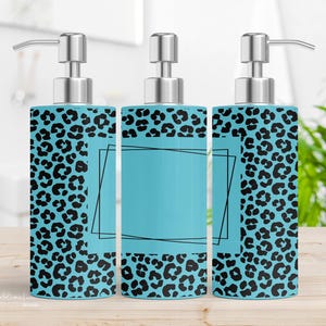 Blue Teal Cheetah Print Soap Dispenser Design Soap Summer Soap Design for sublimation - Soap Dispenser Digital Download