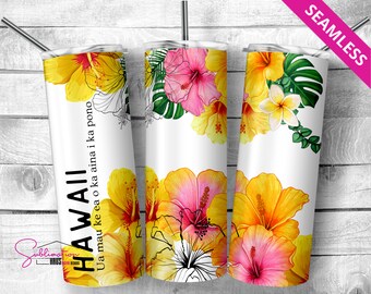 Diseño de sublimación para envoltorio de vaso de 20 oz con diseño floral hawaiano (descarga digital PNG)