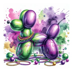 Aquarell Ballon Hund Clipart - Süße Hunde Kunst - Digitaler Download für T-Shirts - Aquarell Ballon Hund Einladung - Aquarell platsch
