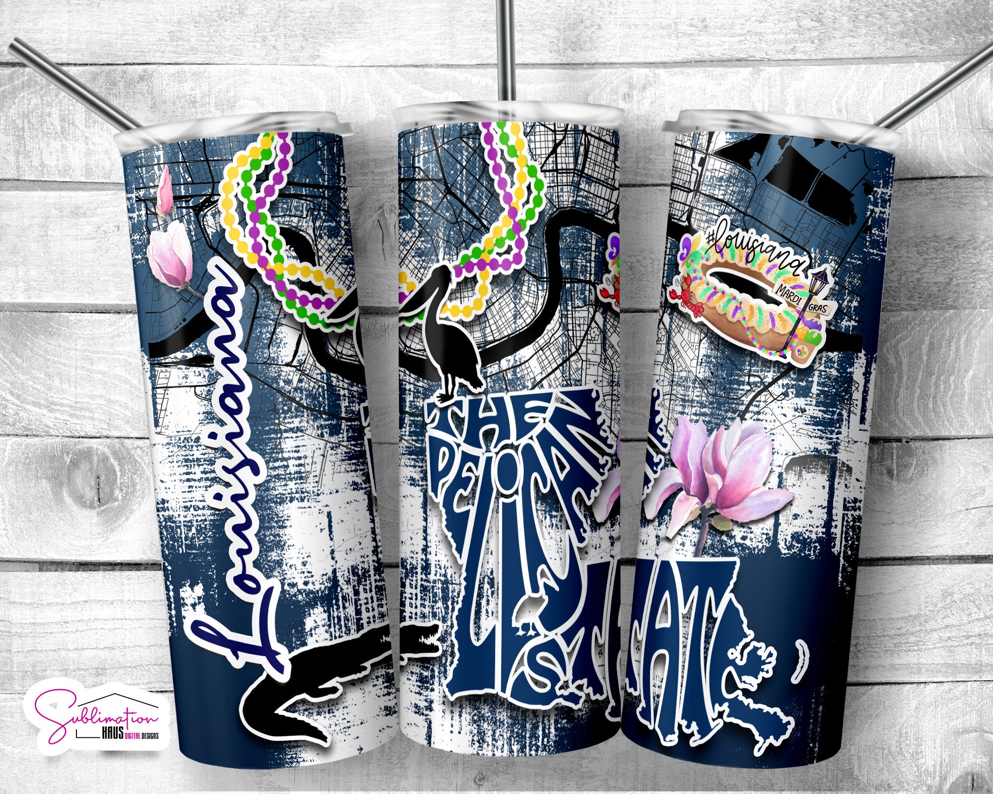 Louisiana State 20oz wrap, 20oz Skinny Tumbler Sublimation Design, PNG File Digital Download, Travel, State Tumbler - Louisiana