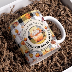 Pumpkin Spice 11oz Coffee mug Fall Wrap Pumpkin Spice Latte Tumbler 11oz Wrap PNG Sublimation Autumn Wrap Tumbler