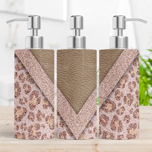 Pink V Cheetah Print Glitter Soap Dispenser Design Soap Summer Soap Design for sublimation - Soap Dispenser Digital Download