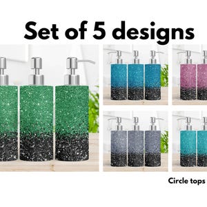 Soap Dispenser Design Soap wrap -Set of 5 Glitter Designs - Soap Design for sublimation - Digital Download - Glitter Soap Sublimation PNG
