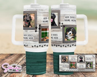 Dog Photo Frame 40oz Wrap  40 oz Tumbler Wrap Template PNG 40 oz Skinny Tumbler Sublimation 40oz wrap - 4 photo frames, dog photo tumbler
