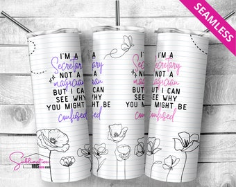 School Secretary 20 Oz Tumbler Design: Funny Gift (PNG Download)